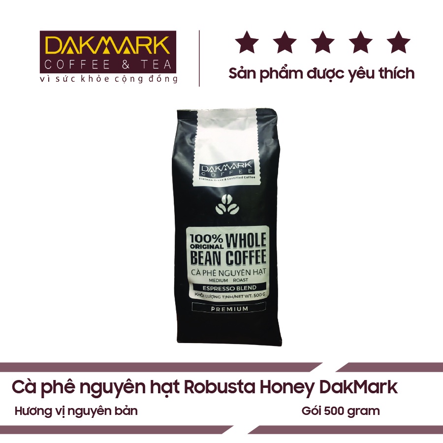 Cà phê nguyên hạt Robusta Honey - 500g - Dakmark
