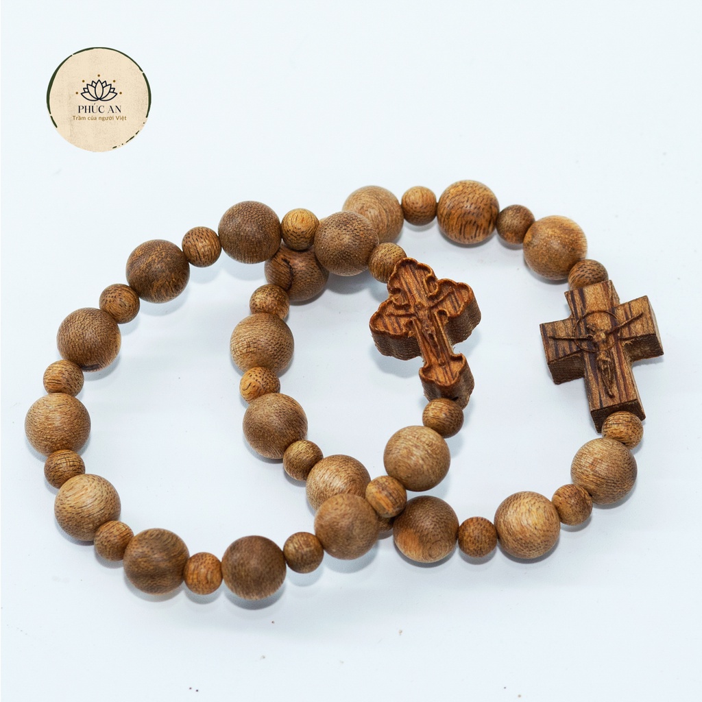 Chuỗi Mân Côi 10 hạt Trầm Hương 10mm, Tràng hạt Công Giáo đeo tay , trầm kiến tự nhiên Quảng nam.