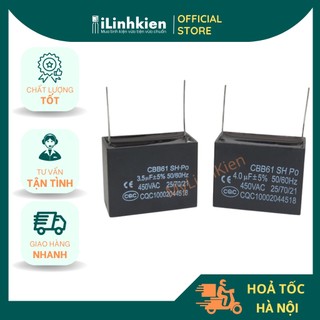 Tụ quạt chân hàn mạch 450VAC PCB CBB61 2uF
