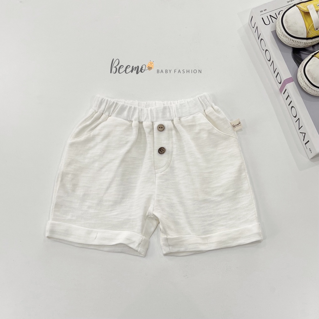Quần đùi Beemo phối cúc dọc tạo điểm nhấn chất liệu cotton mặc hè thoải mái vận động cho bé từ 1 - 7 tuổi 22Q011