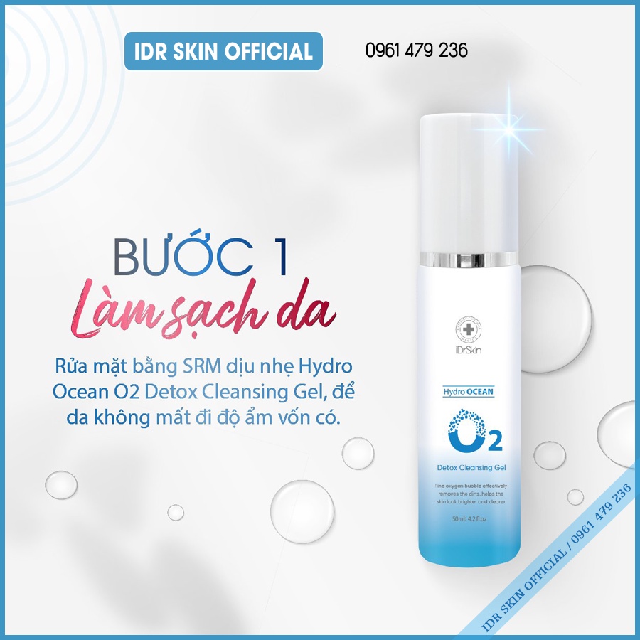 Sữa rửa mặt O2 Detox Cleasing Gel IDr Skin _ Hydro Ocean 50ml