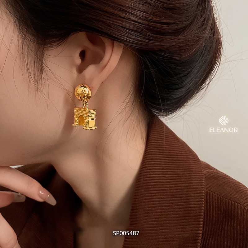 Bông tai nữ chuôi bạc 925 Eleanor Accessories họa tiết Khải Hoàn Môn phụ kiện trang sức 5487