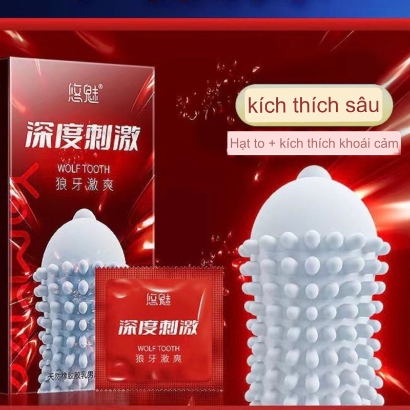 Bao cao su gai Youmei Wolf tooth, nhiều gân gai và gel bôi trơn