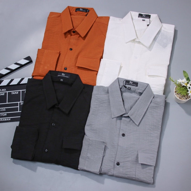 ÁO SƠ MI NAM ĐŨI TỰ NHIÊN - PHỐI TÚI NẮP SMTN