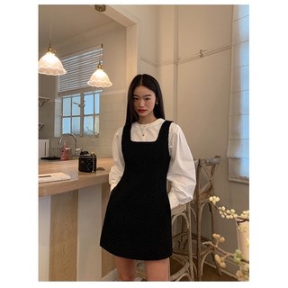 Yếm tweed nhũ đen