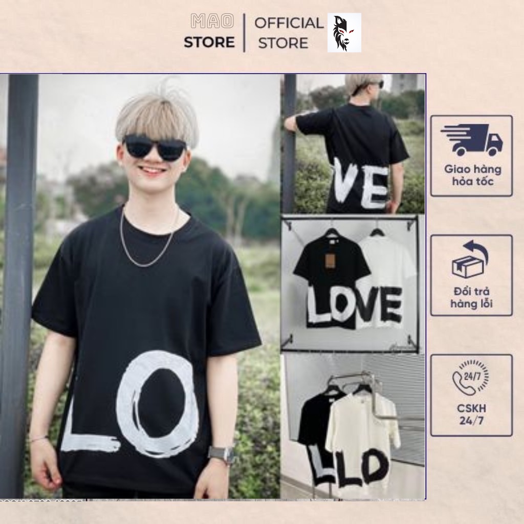 Áo phông nam nữ Premium Cotton dập chữ LOVE trước ngực siêu sang hot dành cho BOY PHỐ AMITI 2023