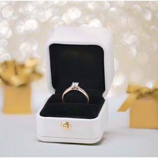 Hộp đựng nhẫn da PU cao cấp sang trọng - hộp nhẫn cầu hôn, đính hôn, màu trắng ruột đen