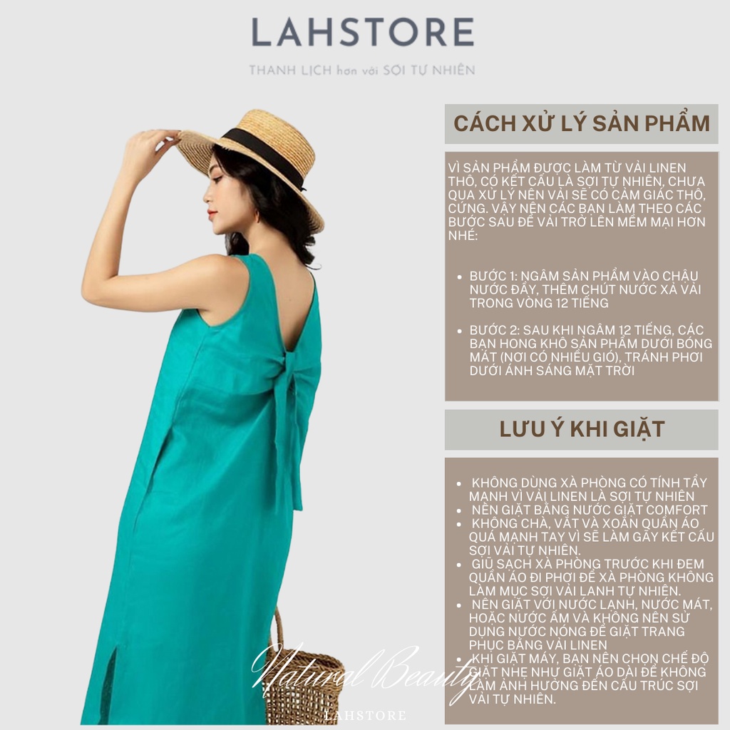 Đầm suông linen LAHSTORE dáng yếm nơ lưng