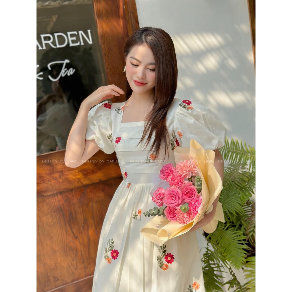 Váy đầm dáng xòe cổ vuông họa tiết hoa Emma Dress YV150 YAME