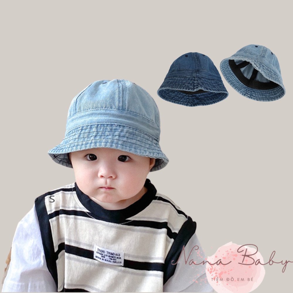 Mũ cho bé Nanababy Nón tai bèo chất liệu jean denim dành cho bé từ 6 tháng đến 3 tuổi MH223