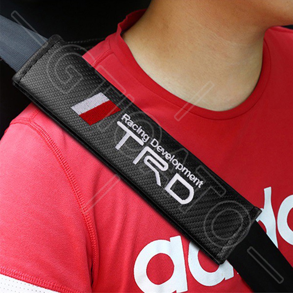 GTIOATO Cho TRD Sợi Carbon BọC DâY An ToàN Xe HơI ChốT CàI DâY An ToàN Xe Ô Tô Đệm Bọc Dây Đai An Toàn Xe Hơi DâY Đai An ToàN Ô Tô Phụ KiệN Ô Tô Cho Toyota CHR Raize Corolla Cross Rush Fortuner Yaris Innova Vios Prius C Wigo Sienta