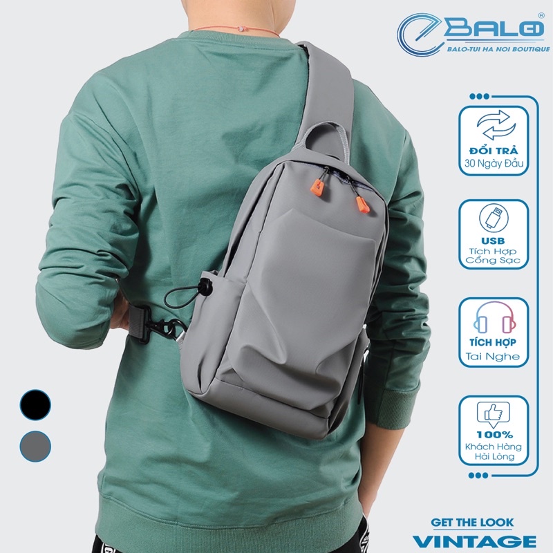 Túi Đeo Chéo Nam Nữ Basic Thể Thao Chống Nước Màu Xám . Balo Một Quai Đeo Vai Mềm Mịn Cao Cấp GENBAG