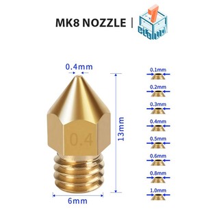 Đầu phun MK8 đồng 1.75mm, đầu in cho máy in 3D chất lượng cao