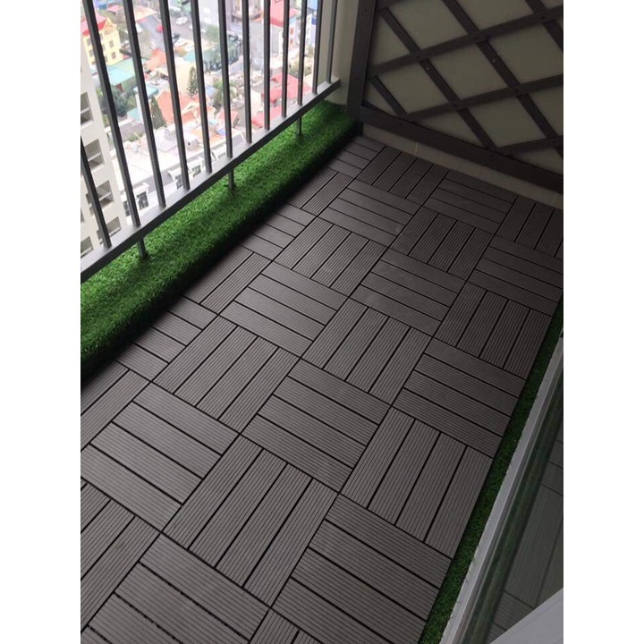 Combo 6 vỉ sàn gỗ nhựa composite trang trí ban công, sân vườn, nhà tắm, kit 30x30cm
