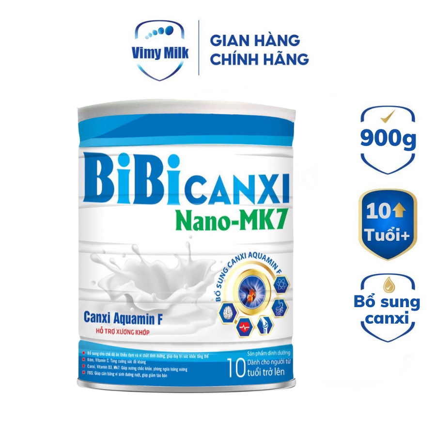 Sữa bột tăng chiều cao Bibi Canxi Nano Mk7 900g hỗ trợ phát triển toàn diện