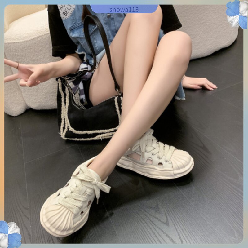 Mini Giay Shell Head Cut Out Sneaker Đế dày Giày thể thao nữ thông thường thoáng khí cho mùa hè