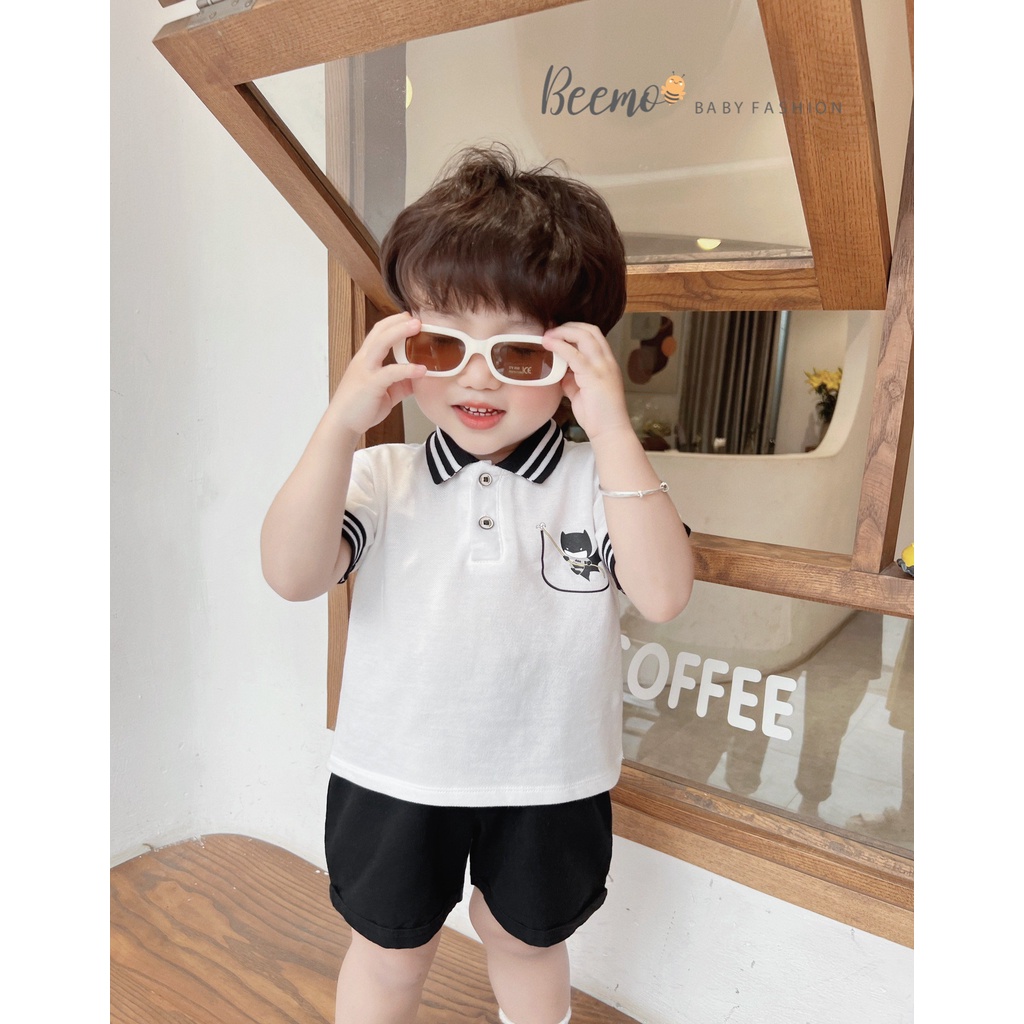 Set bộ quần áo polo cộc tay Beemo in hình Batman chất liệu cotton cá sấu mặc đi học đi chơi cho bé từ 1 - 7 tuổi 22109B