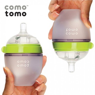 Bình sữa Comotomo Mỹ 250ml chất liệu silicone cao cấp, mềm mại như ti mẹ - xanh