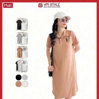 Đầm thun polo VMSTYLE tay ngắn cổ bẻ thêu thỏ form rộng 20122 VDT00011