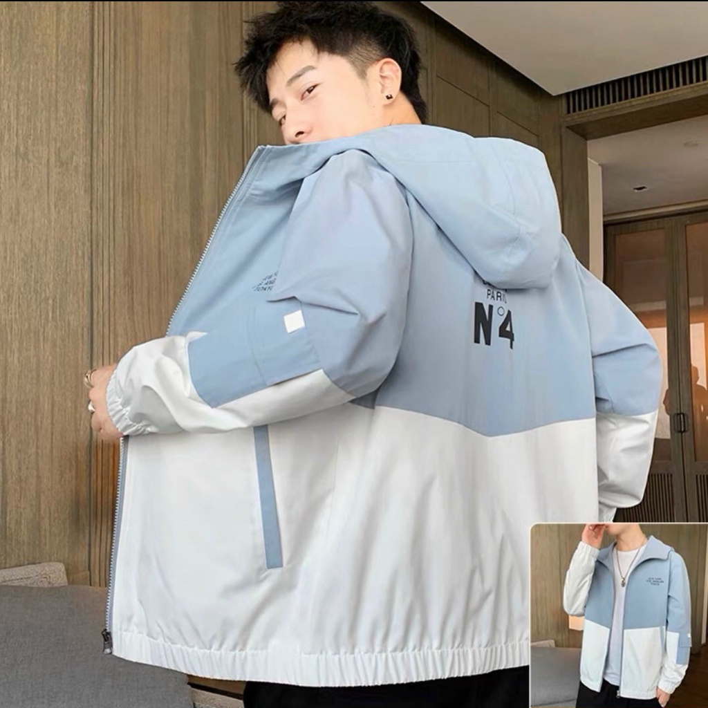 Áo khoác dù nam 2 lớp lai bo chun có nón chống nắng phong cách thời trang cao cấp M111