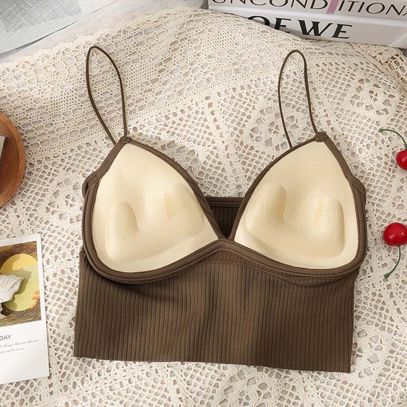 Áo Bra Nữ Tăm Hai Dây Mảnh Có Đệm Đẩy Ngực Co Giãn Mềm Mịn Thời Trang Sugal TOP NU 063V2