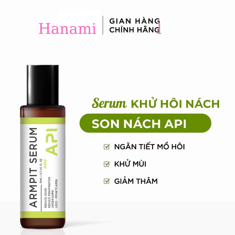 Serum khử mùi hôi nách API, Son nách API, Lăn khử mùi ngăn tiết mồ hôi 72h 10ml, 15ml trắng nách shop Hanami official