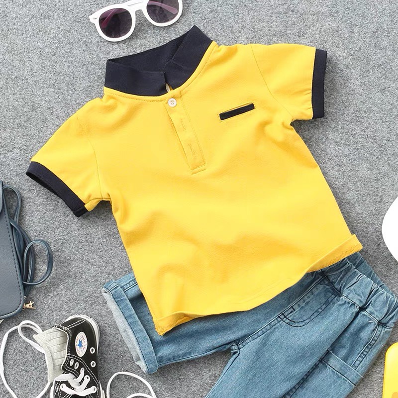 Áo Polo Cổ Bẻ Áo Polo Ngắn Tay Chất Cotton Cá Sấu Thấm Hút Cho Bé Từ 12kg Đến 32kg Thời Trang Trẻ Em Dâu Store