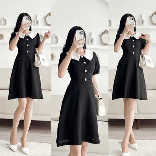 Váy dạ cổ sen khuy đá hàng tk cao cấp 2 lớp