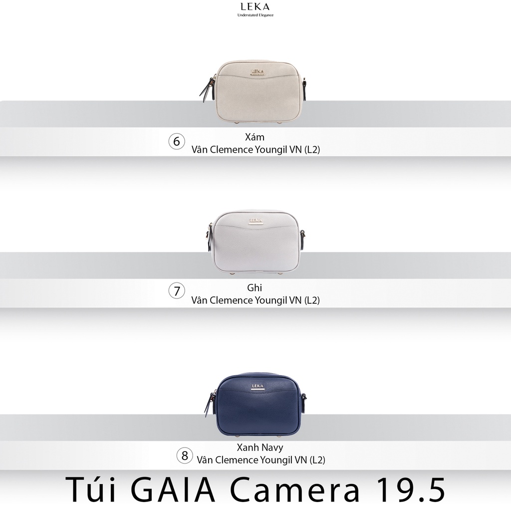 Túi đeo chéo nữ da bò thật LEKA - Dáng công sở, đi chơi - Túi GAIA Camera 19.5