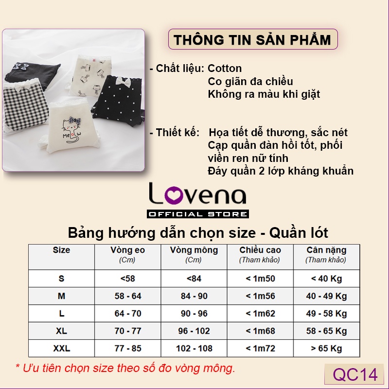 Quần Lót Cute Nữ Cotton Kháng Khuẩn Lovena QC14