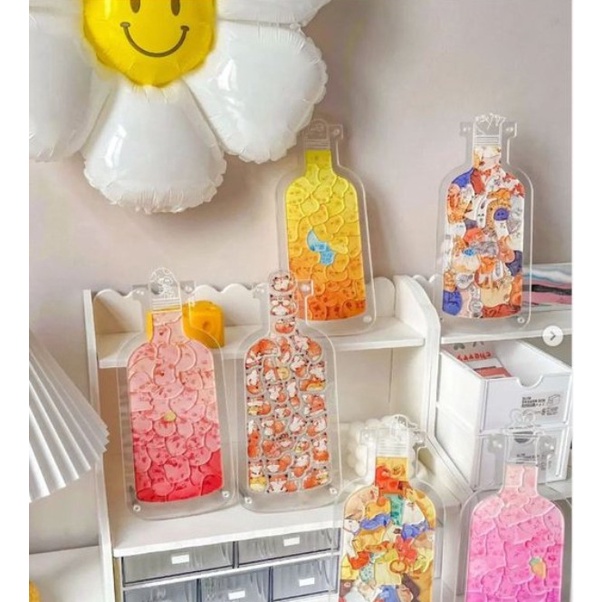 Bộ xếp hình động vật trong lọ Thegioipuzzle bằng Acrylic trong suốt trang trí nhà cửa làm quà tặng siêu đẹp, pet bottle