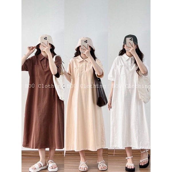 Đầm thun polo 1 túi UP năng động, thoải mái, đơn giản dành cho nữ (ảnh thật)