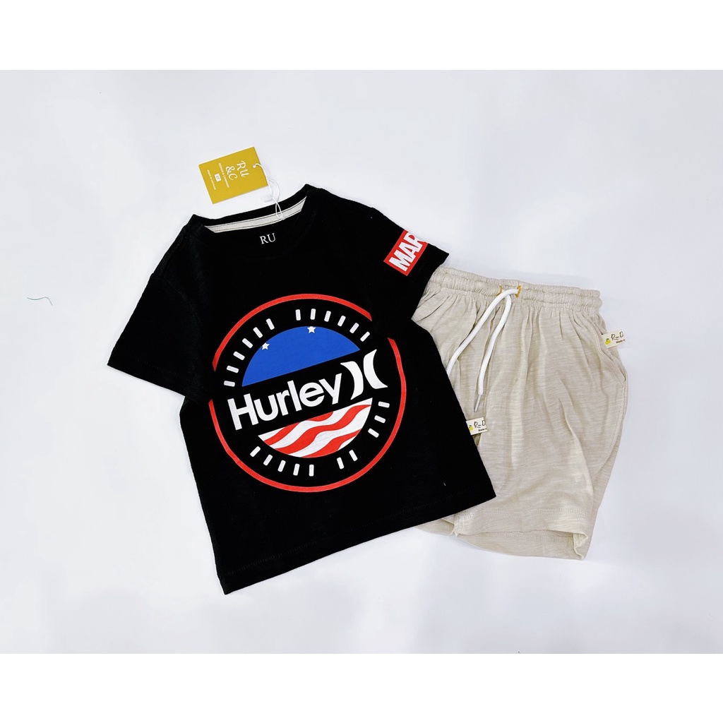 Quần áo tre em Bộ cộc bé trai vải cotton in marvel