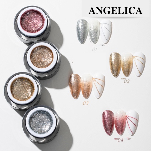 Set 4 Hũ Gel Nhũ Nail Siêu Đặc Kim Tuyến Vẽ Viền Móng ANGELICA GNVM