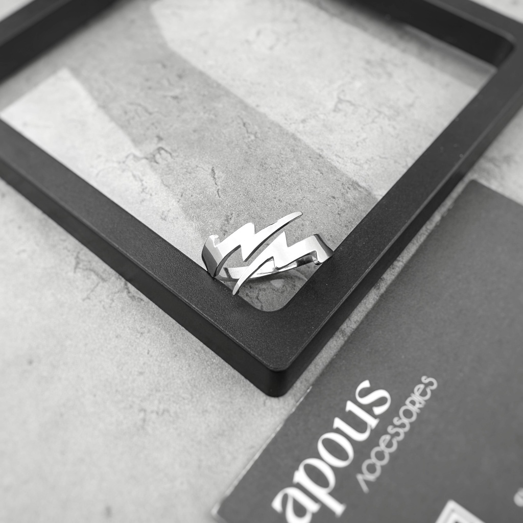 Nhẫn nam nữ Sấm Sét Mũi Tên Thánh Giá Freesize N048 - Thép Titan - Phụ kiện trang sức Unisex Apous