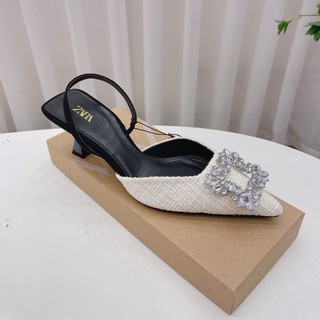 Sandal dạ khuy đá vuông mẫu cực xinh, gót 5cm
