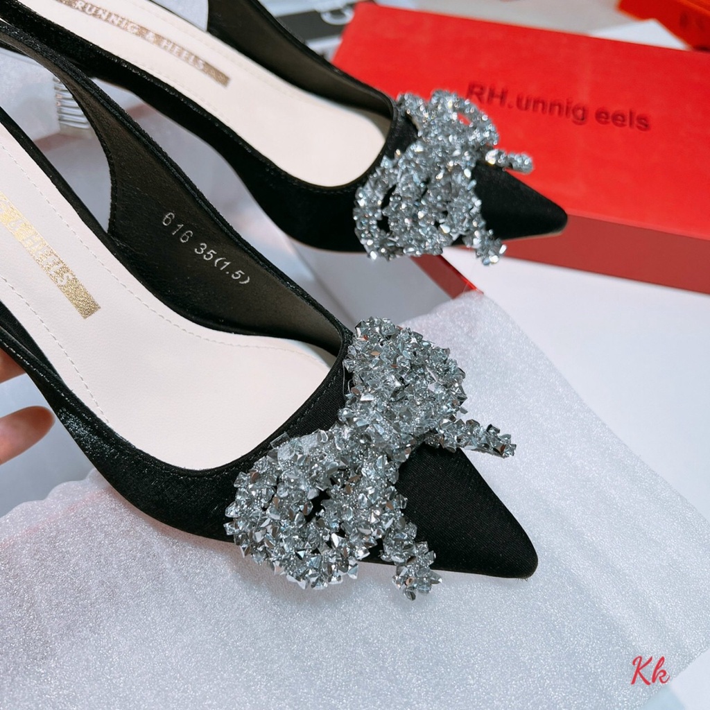 Giày quai hậu QUEEN SHOES nơ đá sang chảnh 616-1
