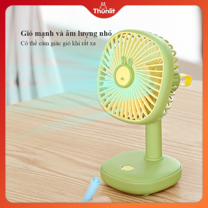 Quạt bàn USB THUNLIT có thể sạc lại 1200mah 3 tốc độ gió với đèn ngủ điều chỉnh được chuyên dụng