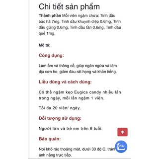 Kẹo ngậm Eugica bịch 15 viên