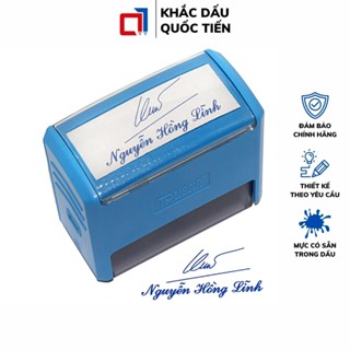 Con Dấu Chữ Ký Kèm Tên, Làm Con Dấu Theo Yêu Cầu Có Mực Sẵn Kích Thước 22x58mm T414