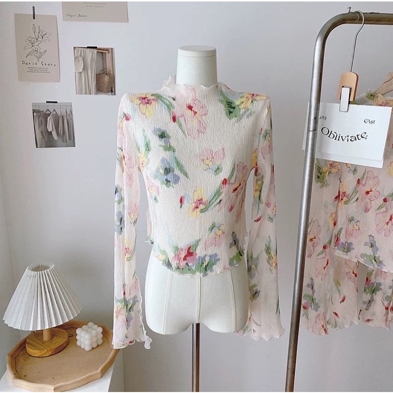 ÁO HOA VOAN MỎNG DẬP LI CO GIÃN NHẸ NHÀNG