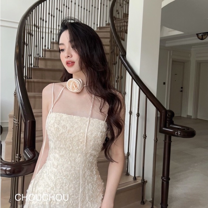 Đầm Body Ren 2 Dây Xẻ Sau Dáng Ôm Kèm Chocker Đính Hoa Sang Chảnh Tiểu Thư Cho nữ Đi Tiệc Đi Chơi ATN CLOTHING