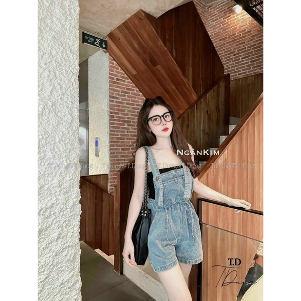 Quần Yếm Đũi Jean Phối Nút Rút Dây Eo Mã GNTK06