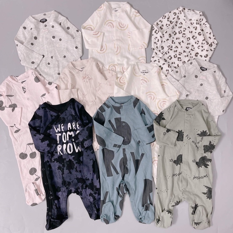 Bộ liền tất, bodysuit liền vớ, sleepsuit cotton cho bé trai bé gái sơ sinh Minnie, hàng cao cấp Ammer