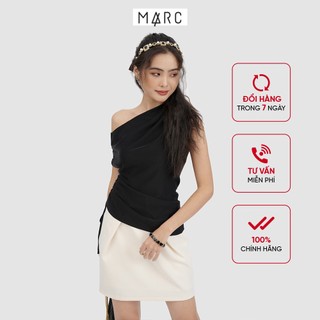Áo kiểu nữ MARC FASHION satin lệch vai rút dây TRTH121020