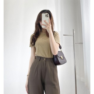 Áo thun babytee croptop cổ tròn chất xốp nhăn