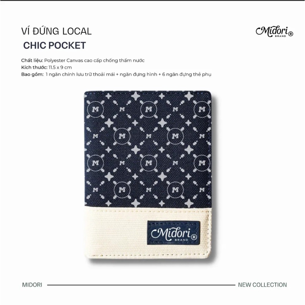Ví Vải Đứng Chic Pocket Nam Nữ Polyester Siêu Bền Đẹp Kháng Nước Unisex local brand chính hãng M Midori