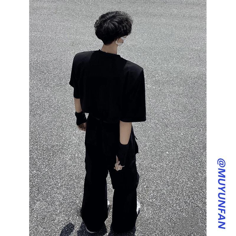 Áo Thun Đen Tay Ngắn Phong Cách Đường Phố Mỹ Thời Trang 2023 Cho Nam