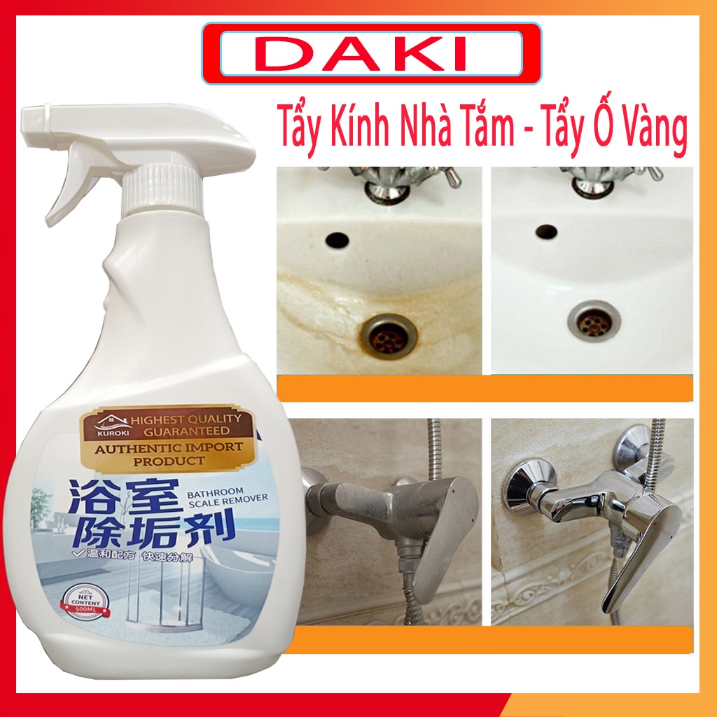 Tẩy Ố Kính Nhà Tắm - Tẩy Cặn Canxi Vách Kính, Bể Cá, Bồn Rửa - Chai Xịt Làm Sạch Vòi Rửa,Vòi Hoa Sen DAKI