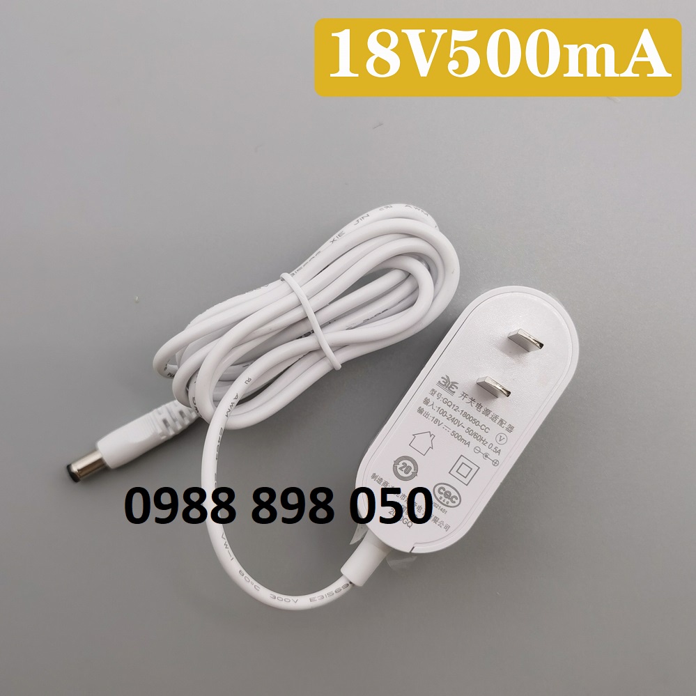 CỤC ADAPTER NGUỒN DC 18V 500MA  (18V 0.5A)